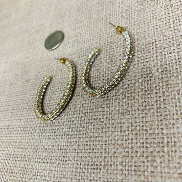 Gold Inside Out Crystal Hoop Earrings - Picture 2 of 2